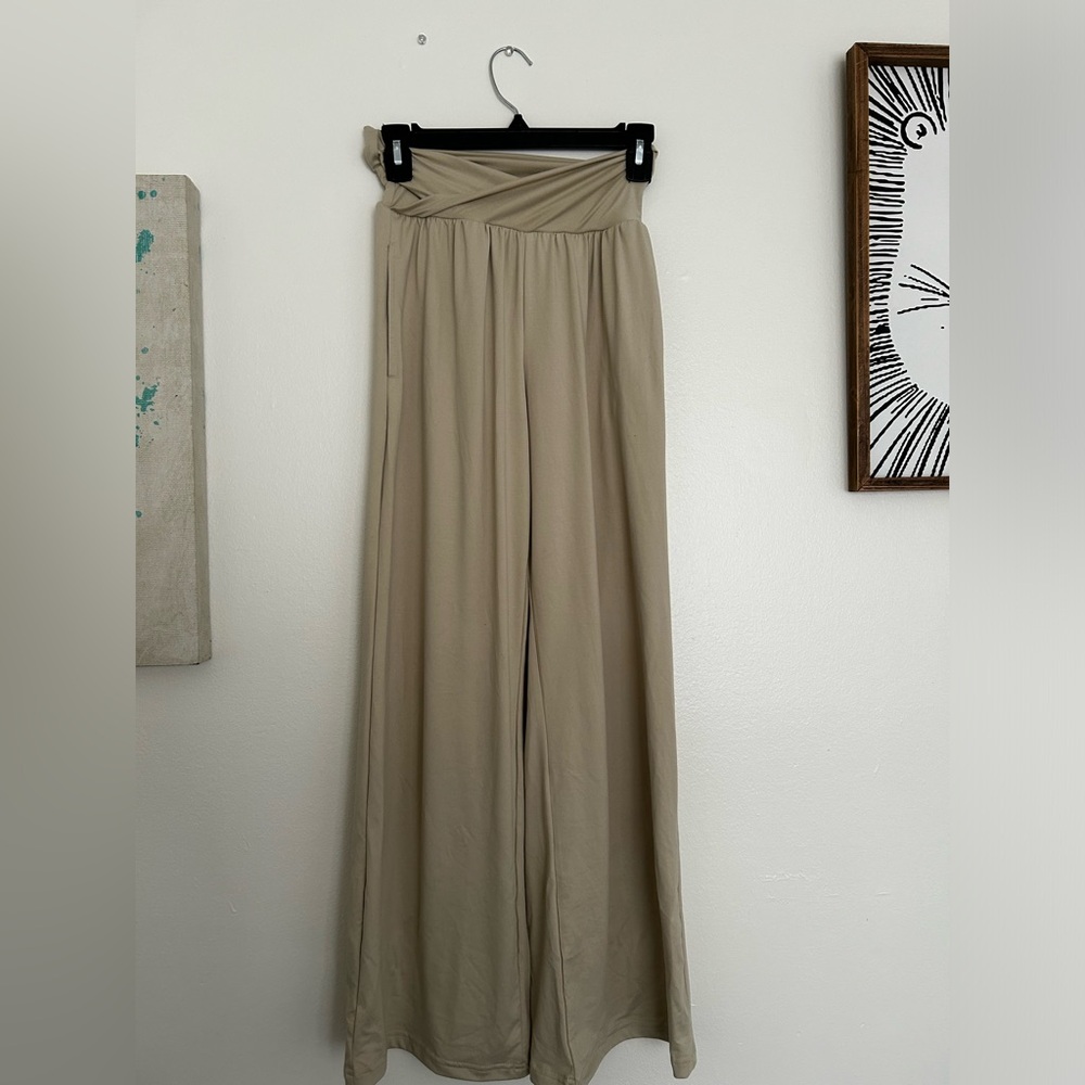 Super Soft Beige Wide Leg Pants
